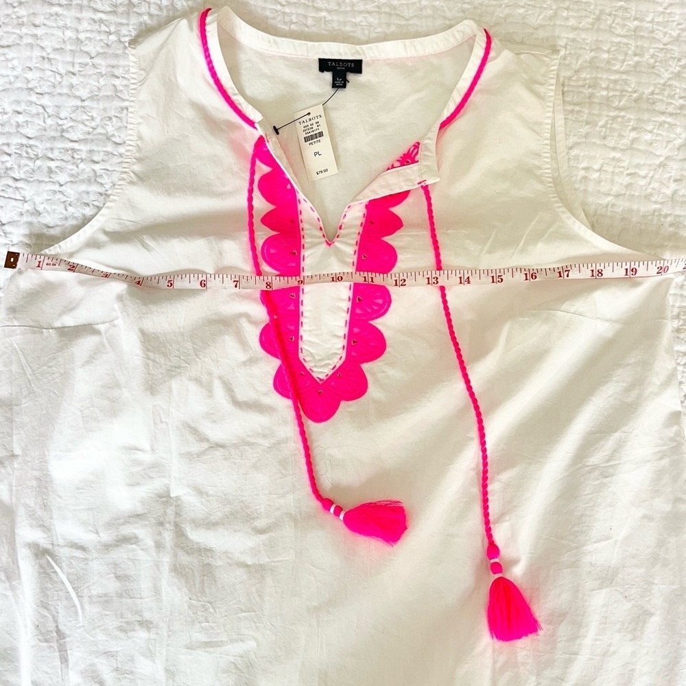 NWT Talbots Appliquéd Tassel Poplin Tunic - Picture 4 of 10